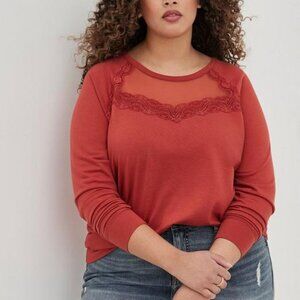 Torrid Rust Lace Accent Sweatshirt